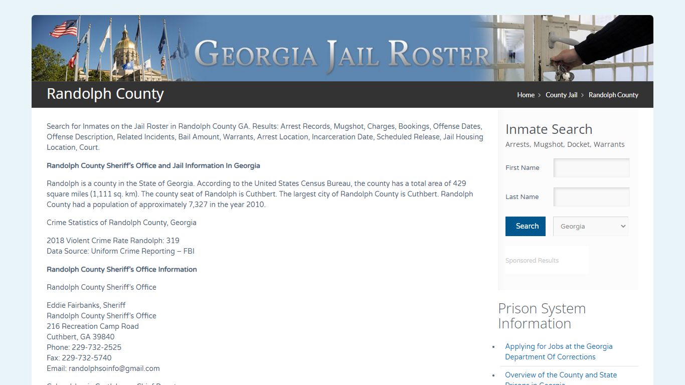 Randolph County | Georgia Jail Inmate Search